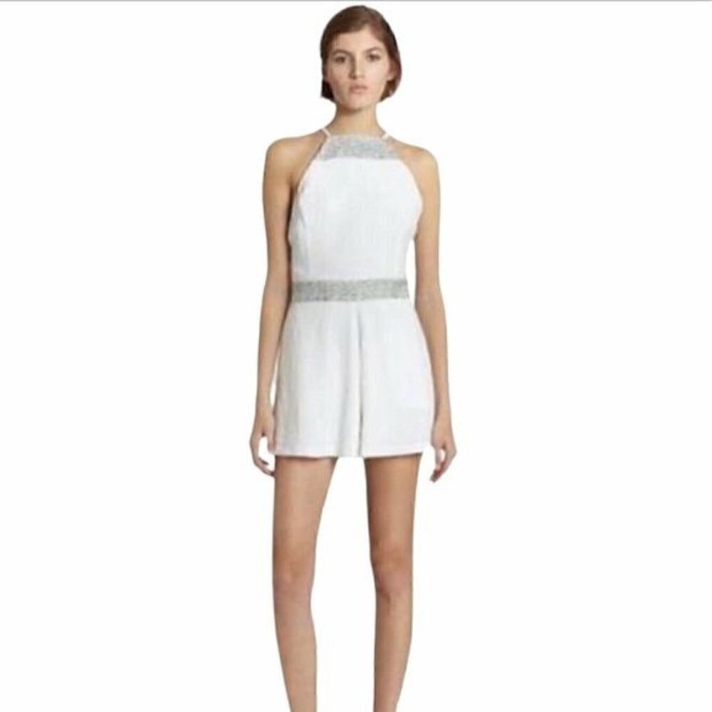 Line & Dot White Tweed Romper NWT